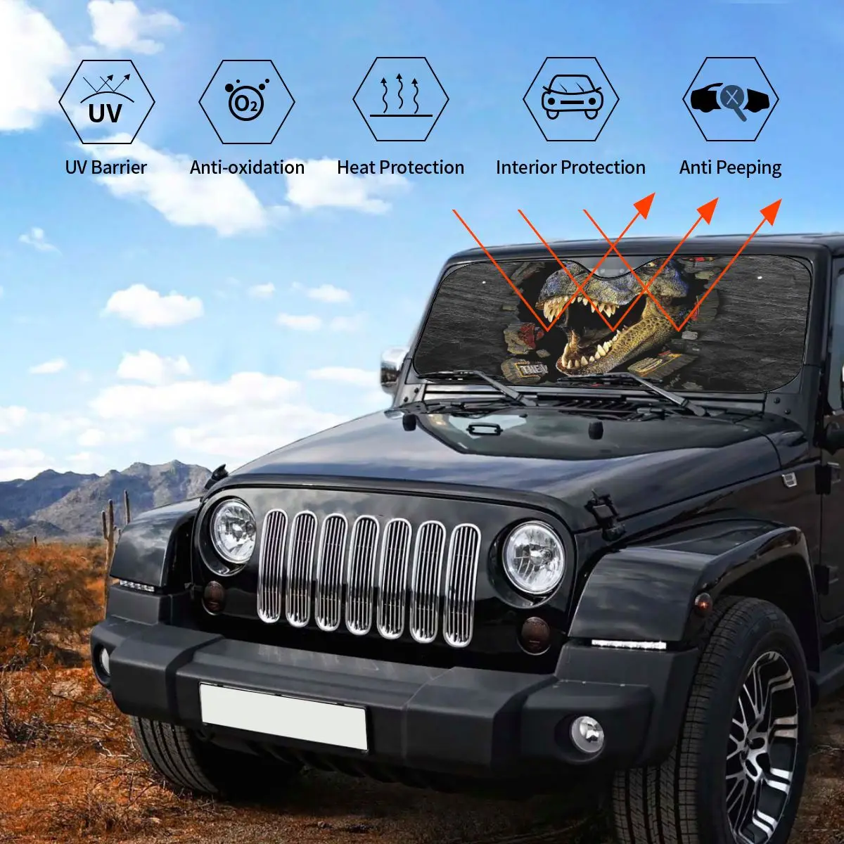 Giant Dinsaur Jurassic Park Universal Windshield Sunshade 76x140cm Foils Sun Visor Car-covers