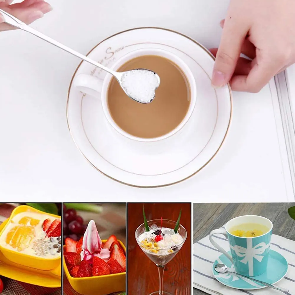 

1Pc Dessert Coffee Mixing Spoon Long Handle Dessert Stainless Steel Vintage Teaspoons Drink Tableware Kitchen Accessories