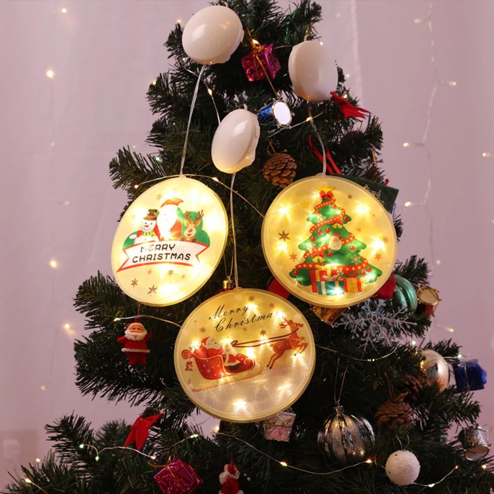 

14cm 2020 LED Light Christmas Tree Snowman Santa Claus Pendant Hanging Lights Xmas Gift Home Romantic Decor Holiday Props
