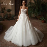 sexy a line wedding dresses 2022 for women sleeveless lace appliques bride dress strapless backless bridal gown vestido de novia