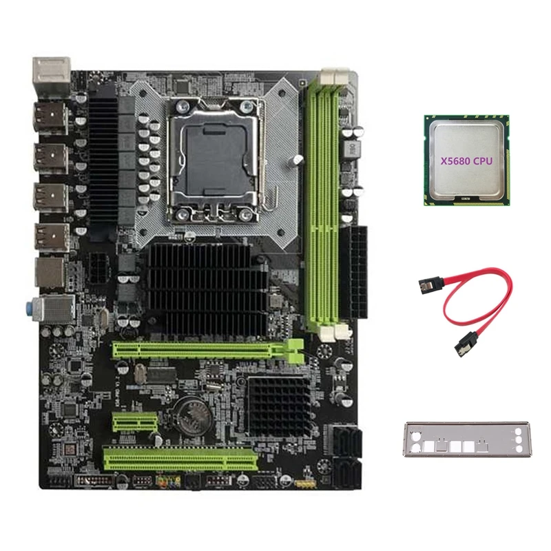 

X58 Motherboard LGA1366 Computer Motherboard Support DDR3 ECC Memory Support RX Graphics Card With X5680 CPU+SATA Cable