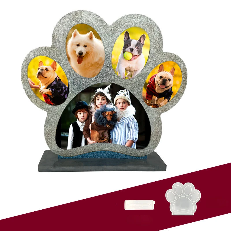 

New Pet Dog Paw Photo Frame Glue Mold Dog Paw Shape Photo Frame Desktop Decoration Silicone Mold for Home Decor Resin Mold