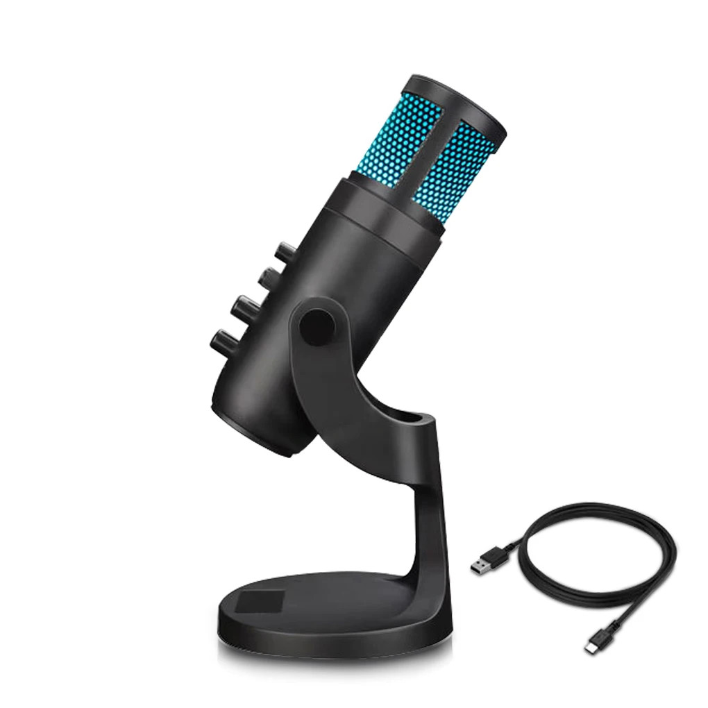 

Микрофон RGB с динамической планкой, конденсаторный микрофон типа c, микрофон для настольного ПК для ввоза игр и потоковой передачи данных