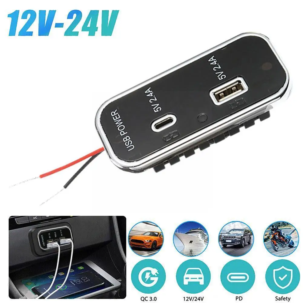 

3 Ports 18W PD Type-C 2.1A 1A USB Car Charger Socket 12V 24V For Motorcycle Auto Truck ATV Boat RV Bus Power Adapter Outlet X3L9