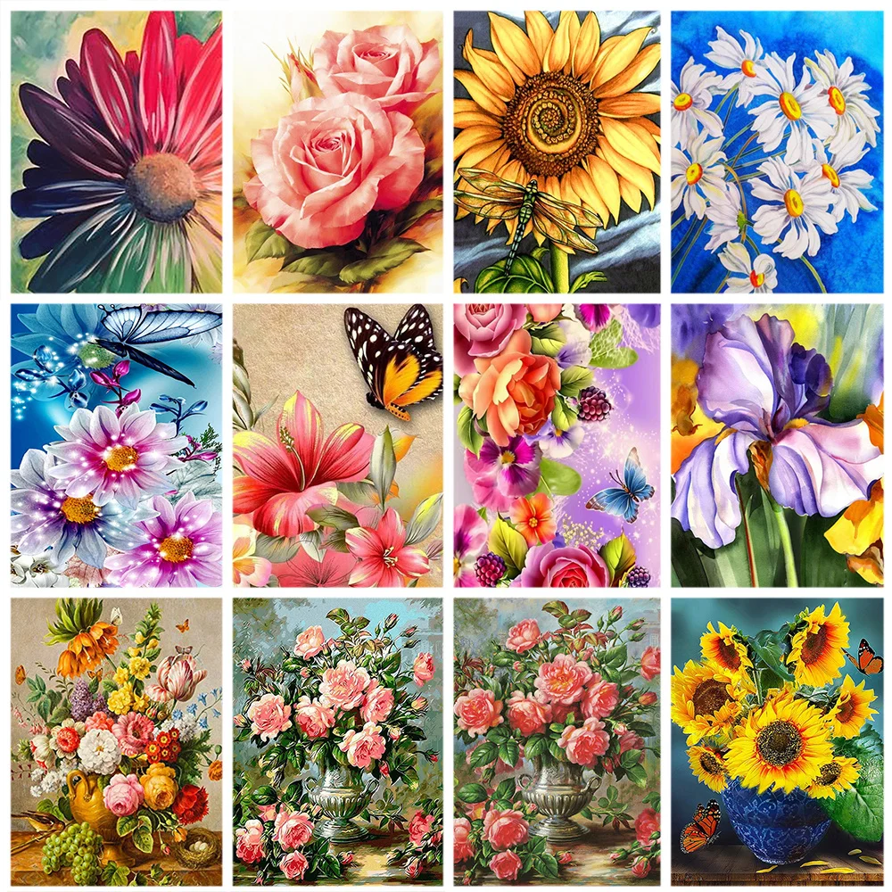 

Miaodu Diamond Painting Sunflower Peony 5D DIY Full Mosaic Flower Embroidery Cross Stitch Kits Home Decoration Gift