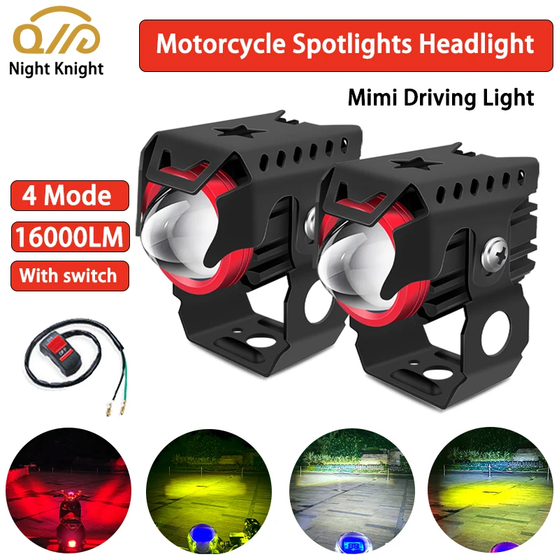 

Night knight Motorcycle LED Spotlight Electric Vehicle Headlight 4 Model White Yellow Red DRL Hi/Low Beam Auxiliary Fog Lights