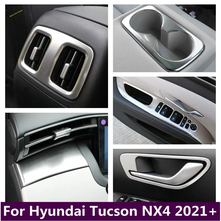 

Center Control Stripes / Rear Water Cup Holder / Inner Door Handle Bowl Cover Trim For Hyundai Tucson NX4 2021- 2023 Accessories