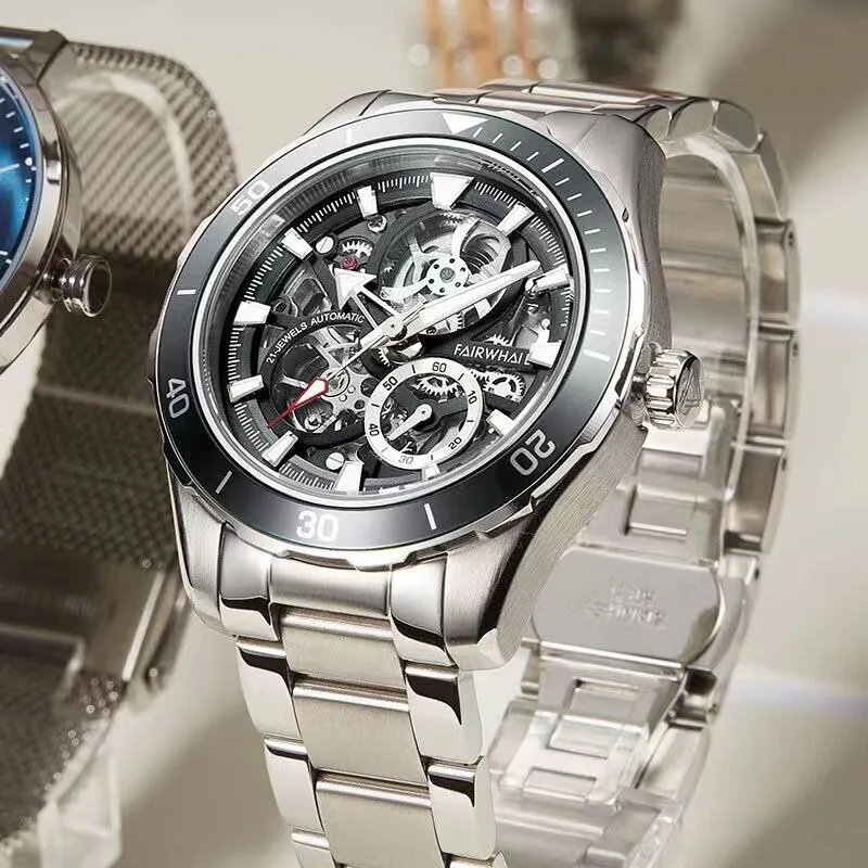 Часы мужские механические с автоматическим механизмом и турбийоном