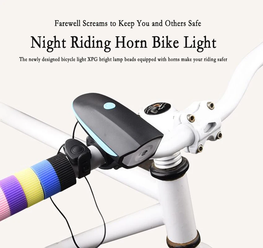 USB Rechargeable Hheadlight XPG Highlight Lamp Bead Loudspeaker Electric Horn Multi-level Light Mode Mountain Bike Accessories