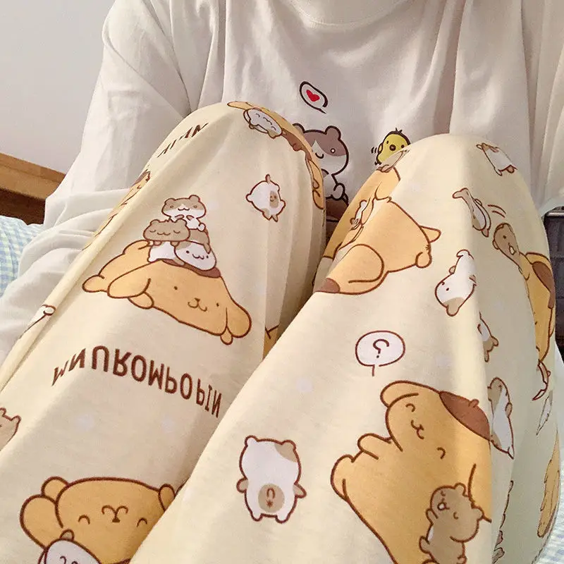 Новинка пижамные брюки Sanrio с помпоном пурпурные женская летняя длинная Пижама