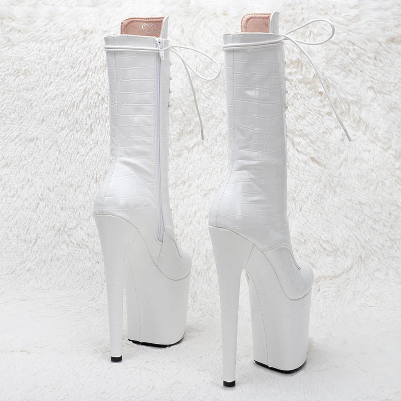 Leecabe 20CM/8Inch  snake pattern PU fashion  High Heels Pole Dance boot