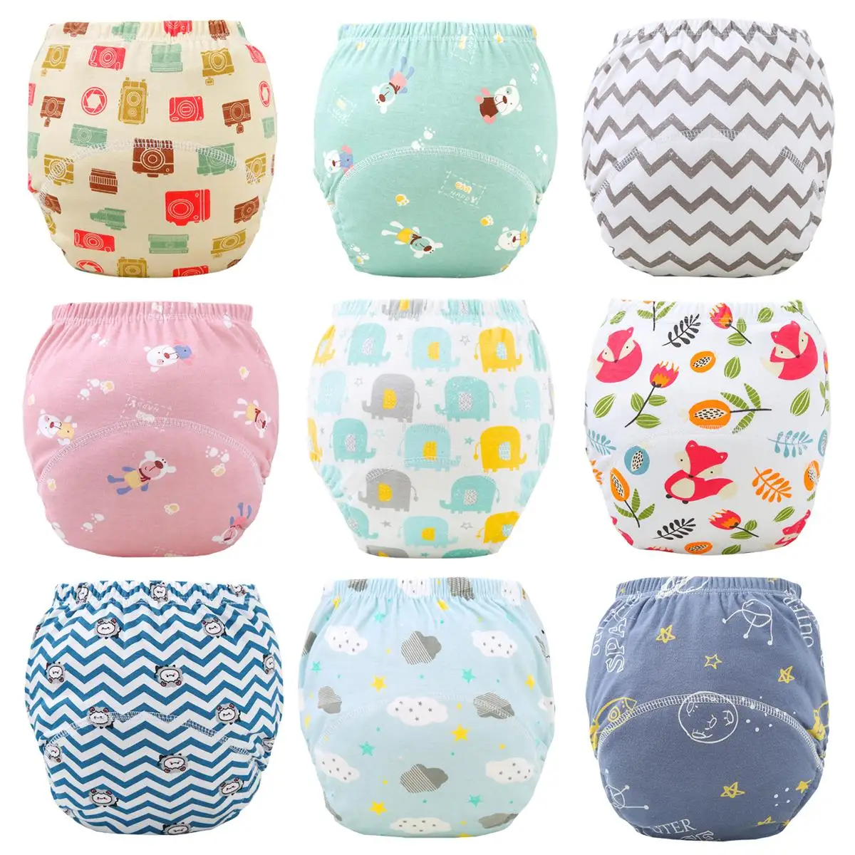 4Pcs/Lot Baby Cloth Diapers Reusable Training Pants Cotton Waterproof Washable Underwear For Children Toddler Kid Bebe Nappy