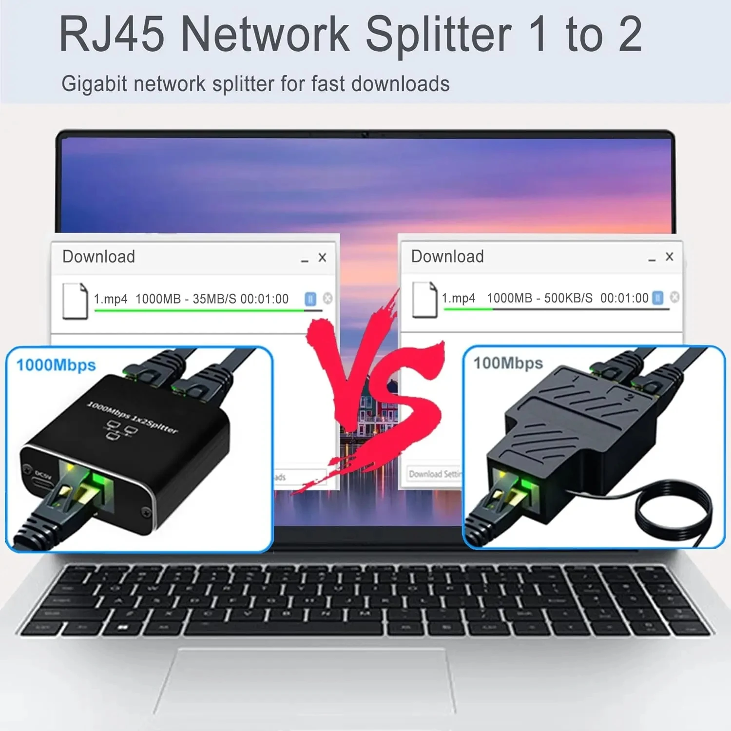Фото Сетевой разветвитель Gigabit RJ45, 1000 Мбит/с, 1-2 канала, локальный Ethernet-разветвитель, 1 Гб, сетевой соединитель 2 устройства онлайн одновременно №2