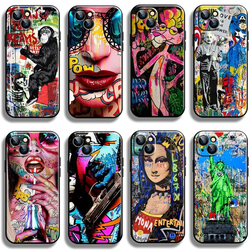 

Street Graffiti Oil Painting For Apple iPhone 13 12 11 Pro 13 12 Mini X XR XS Max 5 6 6S 7 8 Plus SE2020 Phone Case Soft