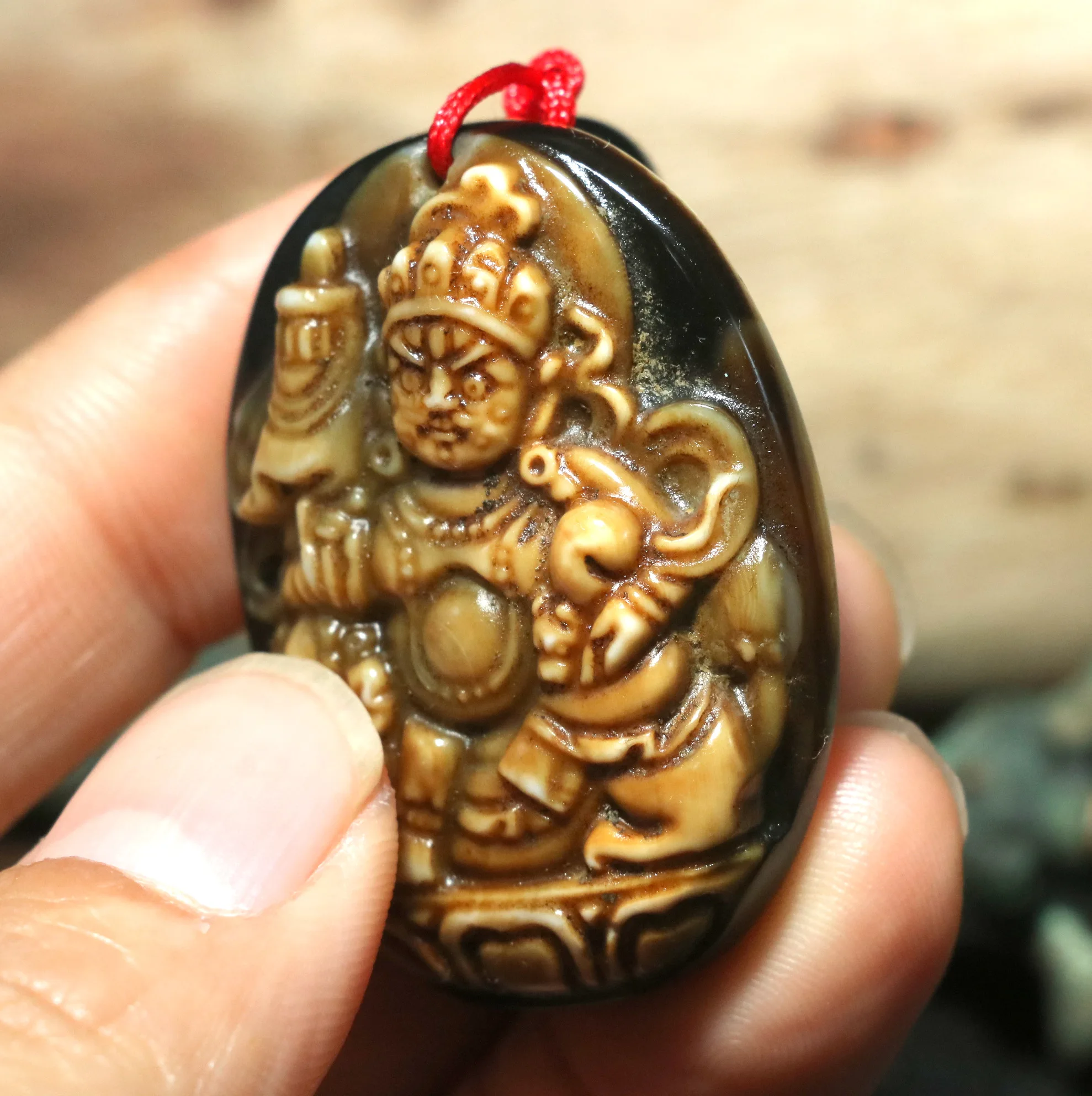 Уникальный узор волшебная энергия Тибетский Старый Агат скульптурный Бог