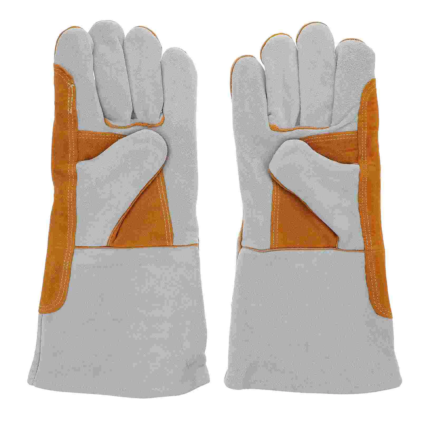 

Gloves Work Welding Mitts Fireplace Cowhide High Temperature Resistance Heat Resistant For men Firefighters accessories