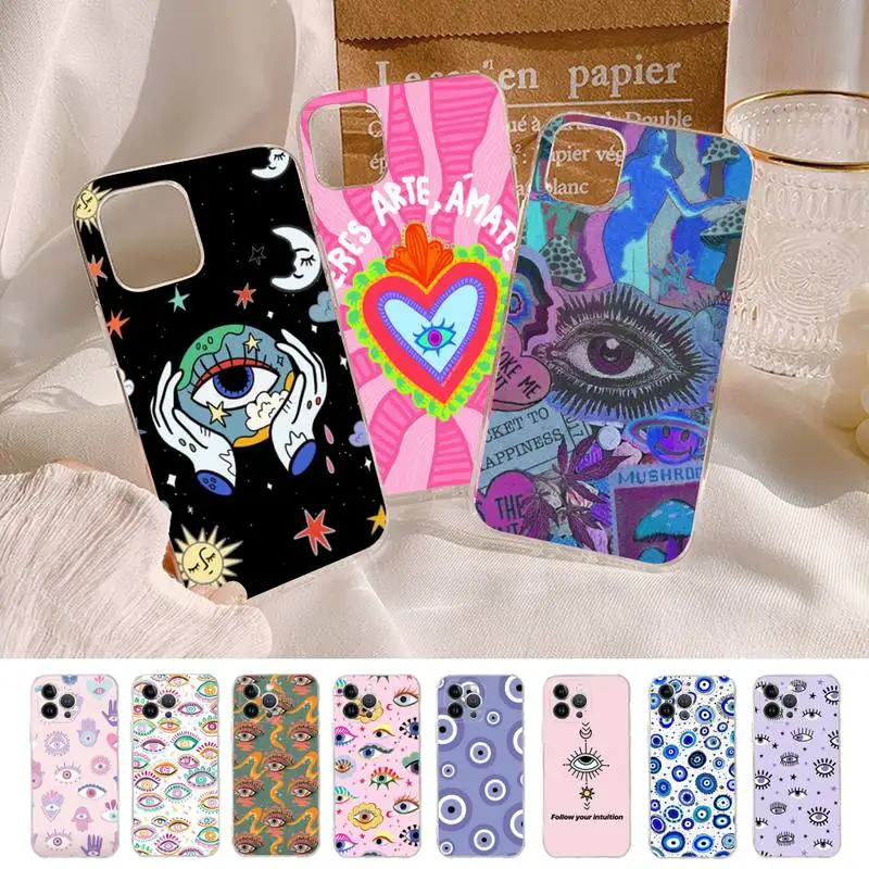 

Lucky Eye Blue Evil Eye Print Phone Case Silicone Soft for iphone 14 13 12 11 Pro Mini XS MAX 8 7 6 Plus X XS XR Cover