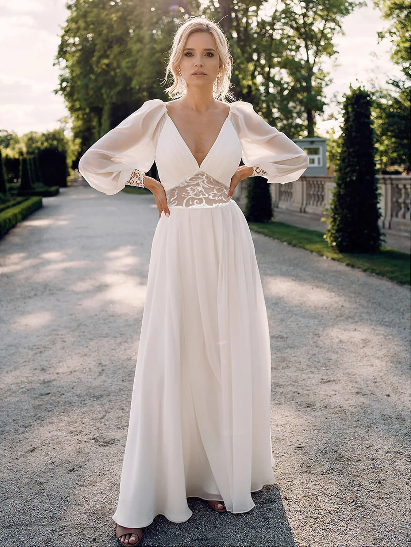 

Casual elegant comfortable slim dress, spring new dress solid slim V-neck dress long dress