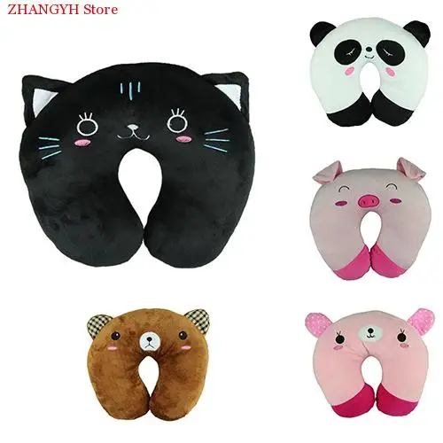 

Cute Cartoon Animals U Shaped Pillow Travel Car Neck Rest Pillow Support Head Rest Cushion Panda Cat Bear Rabbit Pig