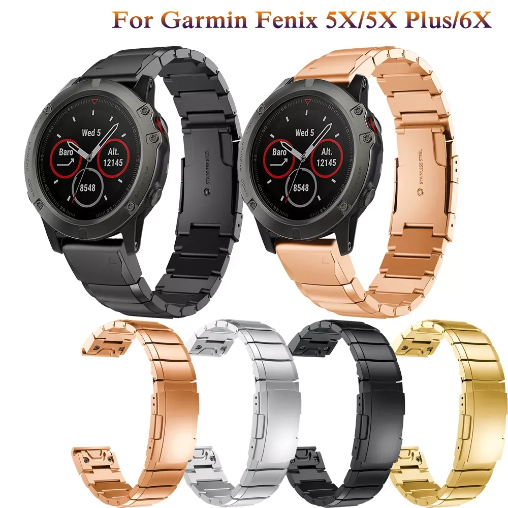 

26mm fashion Wrist bands For Garmin Fenix ​​5X One Bead Quick Release Strap Stainless Steel Metal Bracelet For Garmin Fenix ​​6X