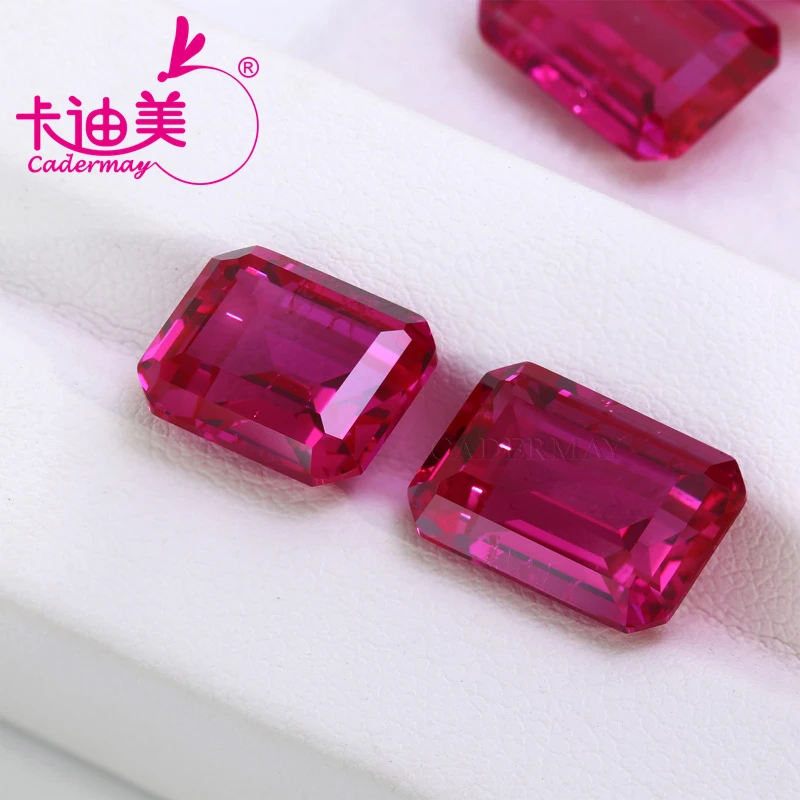 CADERMAY Изумрудная огранка выращенные в лаборатории розовые рубиновые камни с