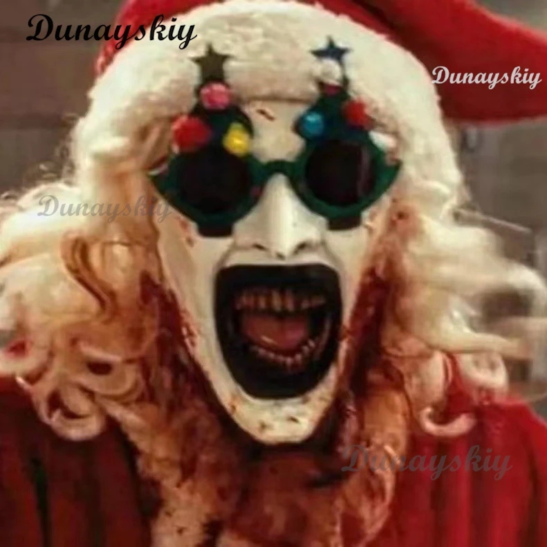 Художественный клоун Санта-Клаус очки маска шляпа фильм ужасов 3 косплей