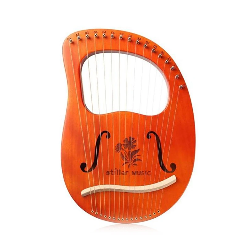 

Lyre Harp,16 String Mahogany Lyre Instrument,Begonia Flower Pattern Harp,With Tuning Wrench, For Music Lovers Beginners