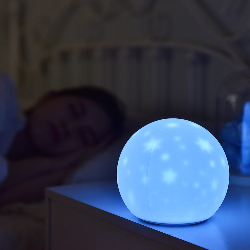 

Siliconen Maan Licht Led Night Light Star Projector Lamp Usb Oplaadbare Dimbare Bedlampje Voor Kinderen Kids Baby Gift