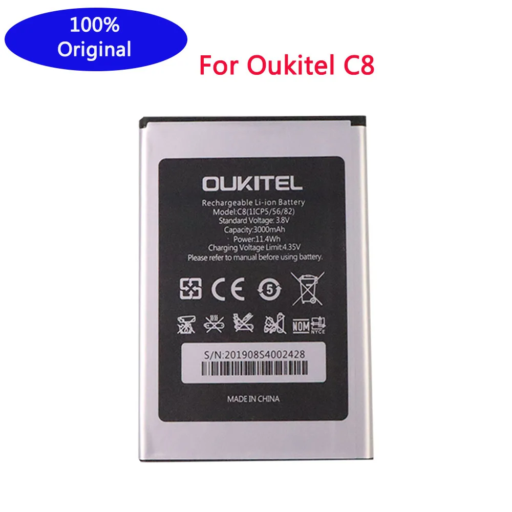 

100% Original New High Quality C8 (1ICP5/56/82) battery For Oukitel C8 5.5inch smart phone battery 3000mAh