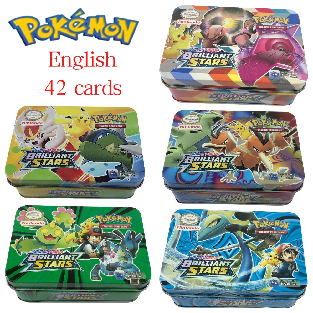 

Аниме 42 шт./компл. карты Pokemon SUN & Moon железная металлическая коробка TAKARA TOMY игрушки битва Дети Рождественские подарки для детей