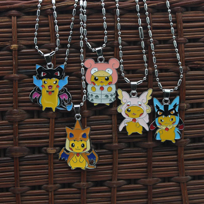 

Pokemon Roleplaying Pikachu Necklace Animation Surrounding Cute Pendant Dressing Fire Dragon Alloy Jewelry Toys Christmas Gifts