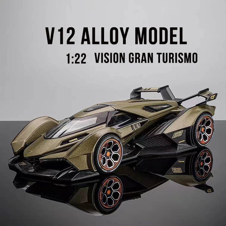 

1:22 V12 GT Vision Gran Turismo Alloy Concept Sports Car Model Diecasts Metal Sound and Light Simulation Toy Car Model Kids Gift