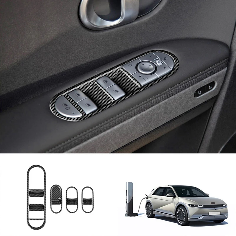 

AU05 -Car Carbon Fiber Window Glass Lift Button Switch Cover Trim Door Armrest Panel For Hyundai Aini Krypton 5 IONIQ 2022+