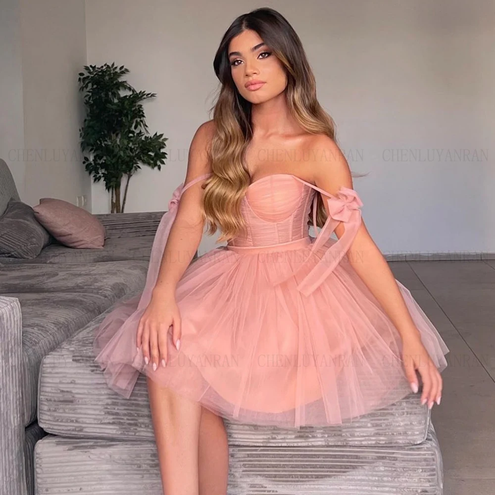 

Sweetheart Tulle Formal Occasion Dresses 2023 A-Line Sexy Cocktail Party Dress Pleat Short Evening Gowns فساتين مناسبة رسمية