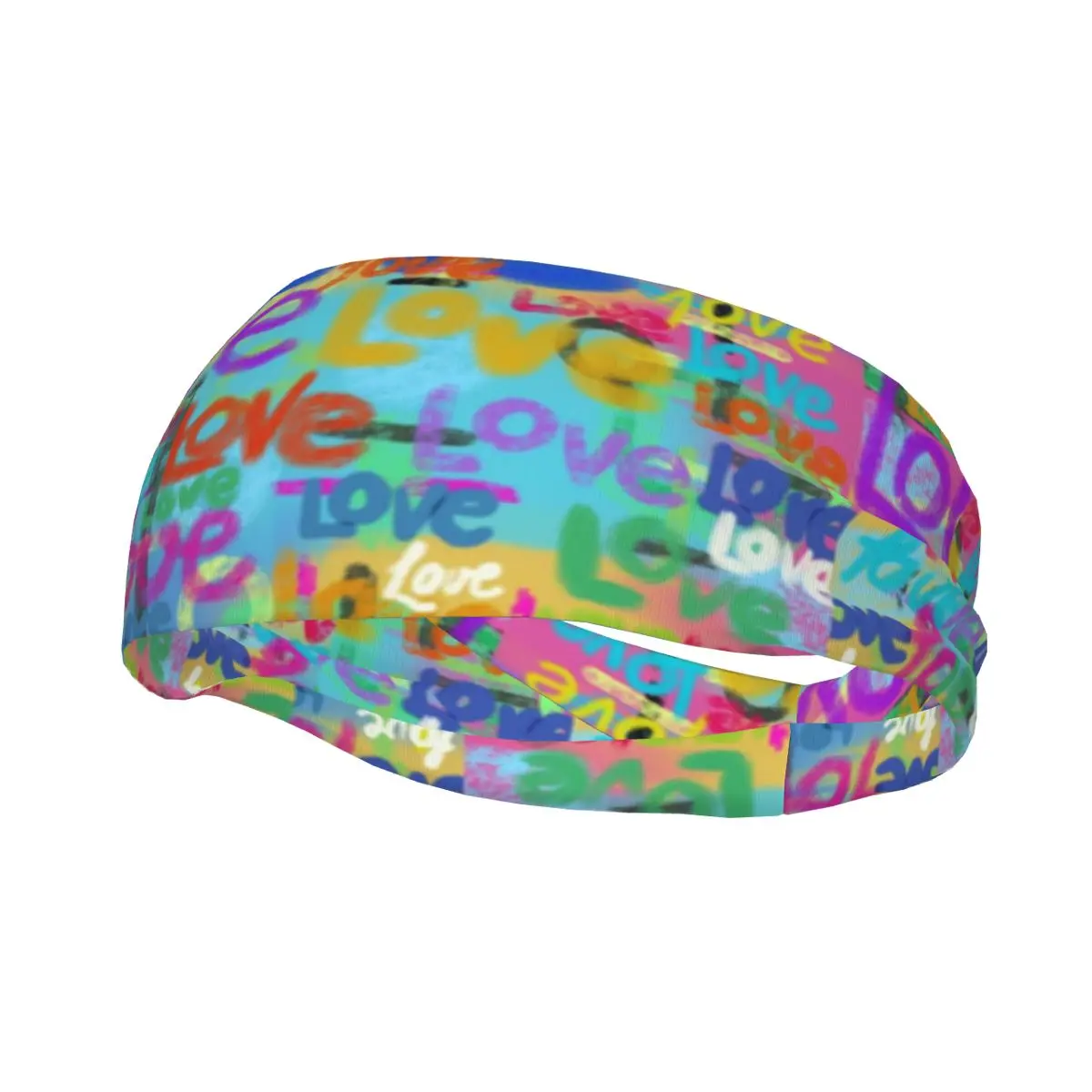 

Цифровые художественные тренировочные повязки с надписью Love и граффити, ЛГБТ-повязки, эластичные повязки на голову для спортзала, фитнеса, повязки на голову, повязки для волос