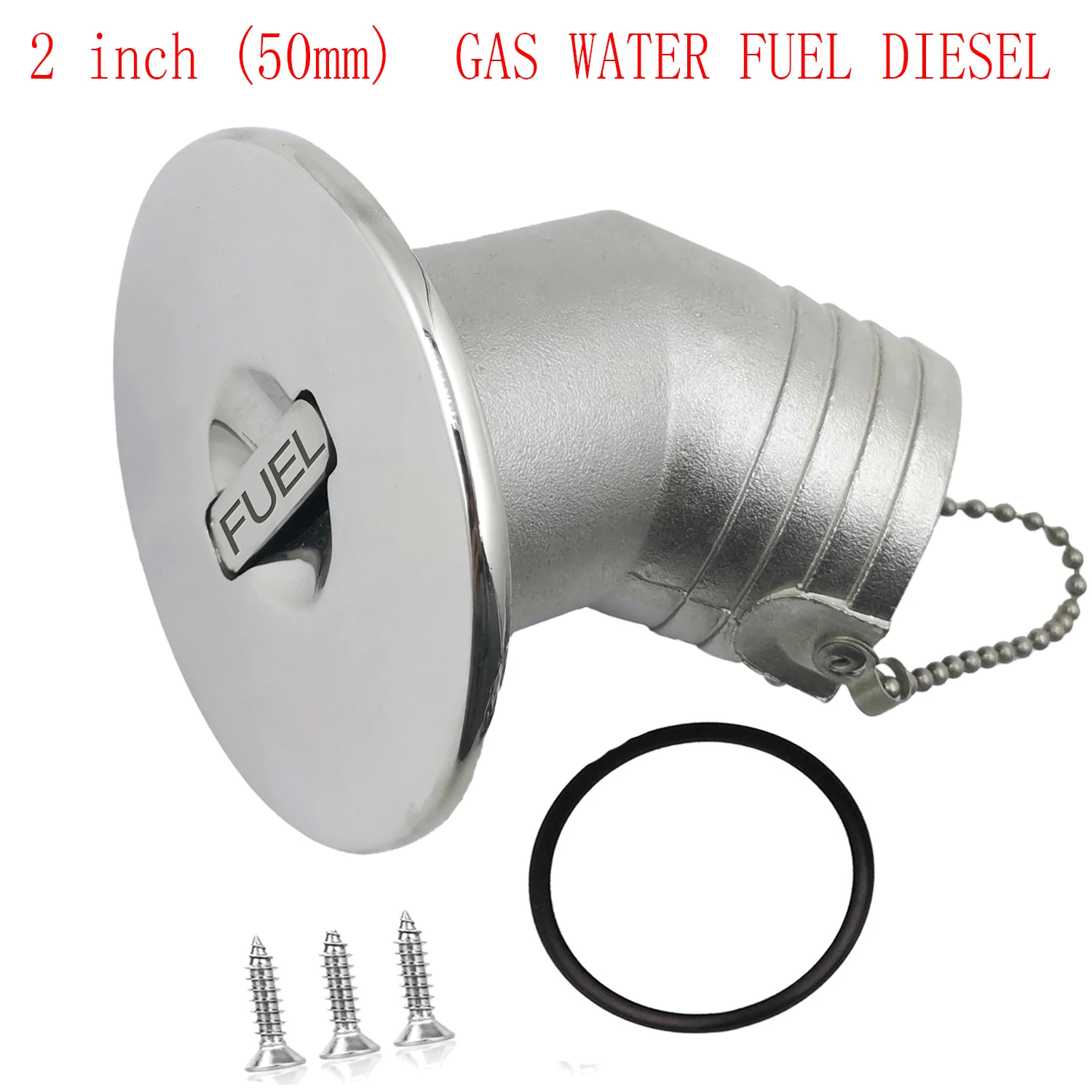Boat Deck Gas/Fuel/Water/DEO Fill Filler Cap Angled Neck Marine Stainless Steel 316 Fuel Keyless Cap 2
