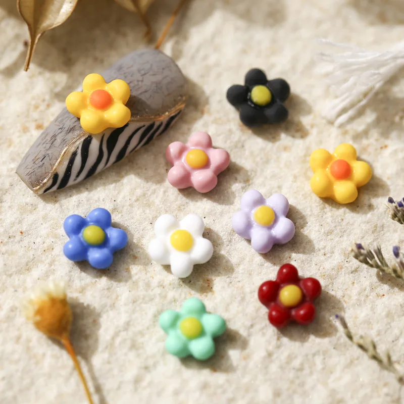 

Улучшение ногтей красочный Подсолнух улыбающееся лицо Цвет 3D свежая Смола маленькая фотография