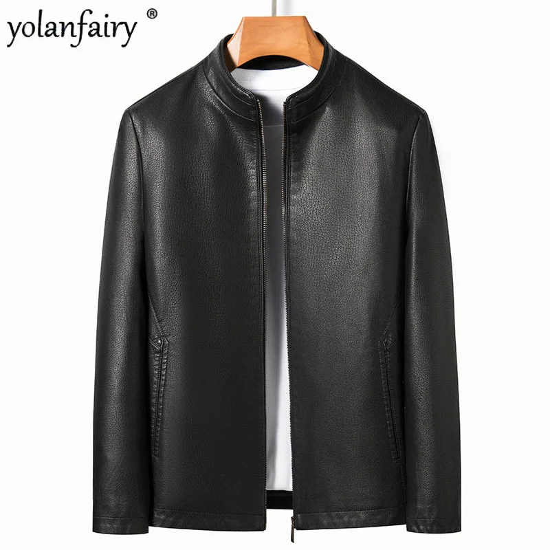 Новая высококачественная кожаная куртка Мужская одежда из ультраволокнистой