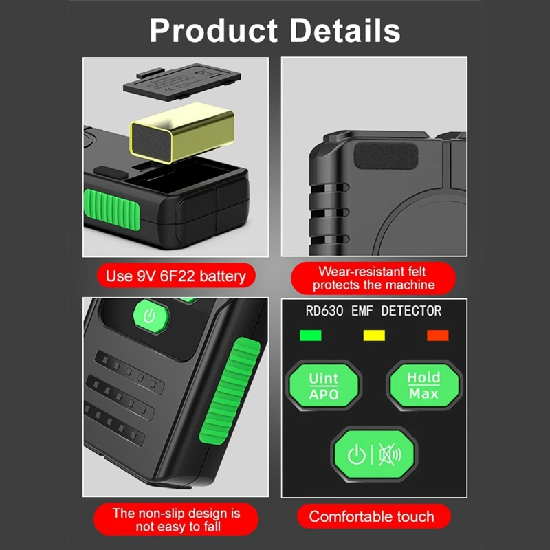 New 3-In-1 Electromagnetic Field Radiation Detector Tester EMF Meter Multifunctional Portable Radio Frequency Warn