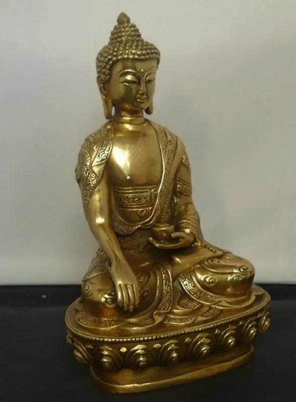 

Tibet Tibetan Buddhis shakyamuni old bronze buddha Dragon Tathagata statue