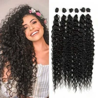 curly organic hair extensions 30inch long synthetic bundles ombre blonde fake hair for women water wave heat resistant weave