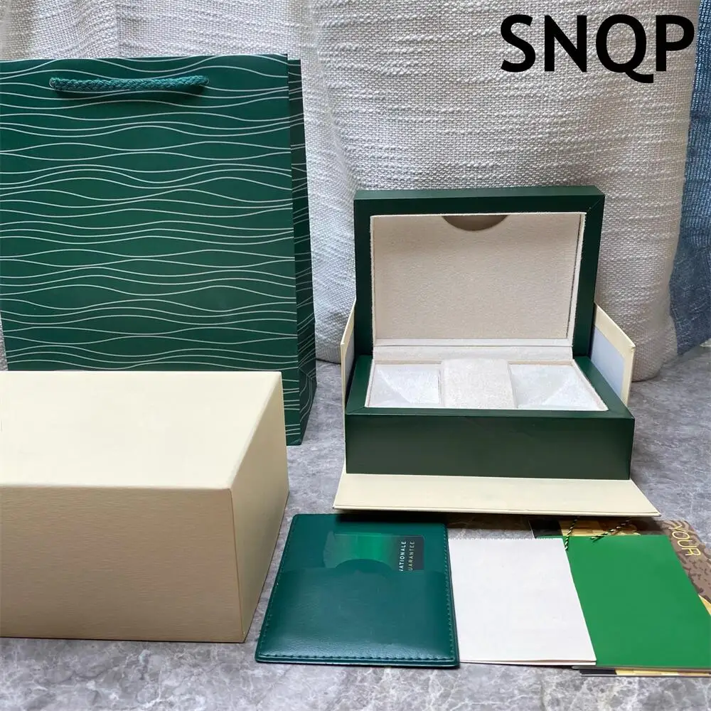 Factory Wholesale Luxury Designer Mans Watch Green Boxes Can Customized Book Card Tags DATE Watches Gift Woody Case Waterproof