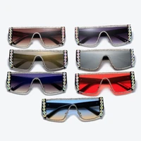 2022 oversized square sunglasses women brand shades fashion vintage handmade bling rhinestone sun glasses gafas de sol mujer