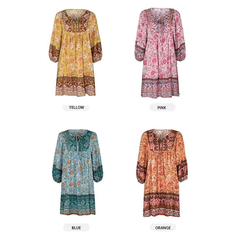 

Женское платье-мини с V-образным вырезом и рукавом 3/4