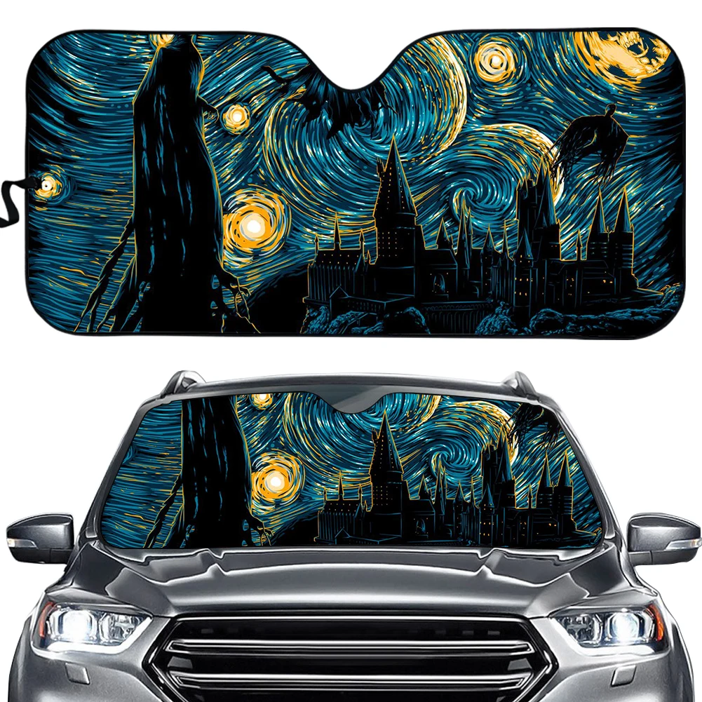 

Картина маслом Искусство ночное небо дизайн прочные автомобильные аксессуары солнцезащитный козырек на лобовое стекло для автомобиля тепловой отражатель Универсальный Автомобильный лобовое стекло