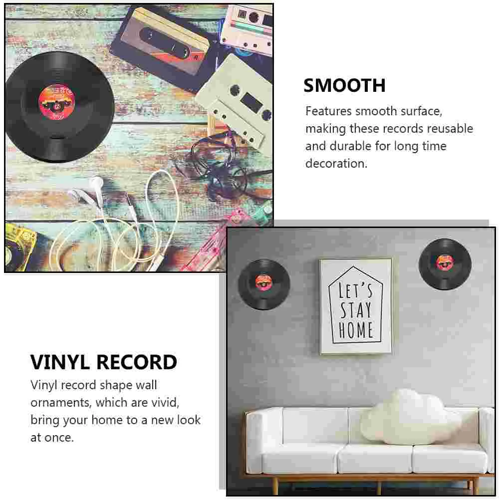 6 Pcs Vinyl Record Decoration Country Home Aesthetic Wall Sign Ornament Records For Plastic Fake Household Vintage Office Shop