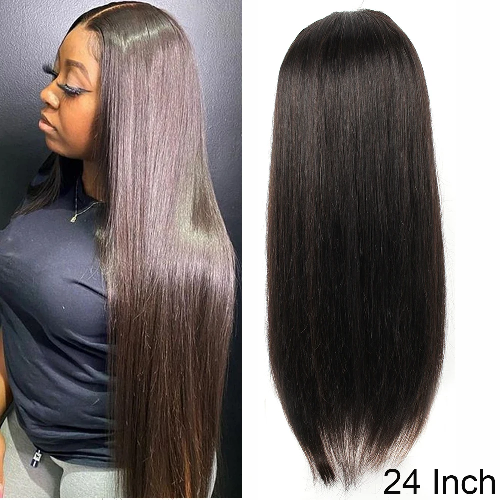 

13x4 Glueless Straight Lace Front Human Hair Wigs 12-24 Inch Light Brown Swiss Lace 4x4 Closure Wig 150% Density Pre-Plucked