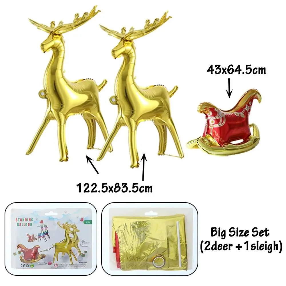 Фольгированные Рождественские Шары Стоячий Олень С Саней Милые 4d