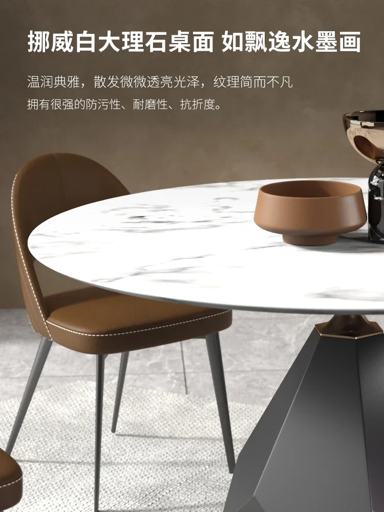 Круглый обеденный стол из итальянского мрамора простой бытовой дизайнерский