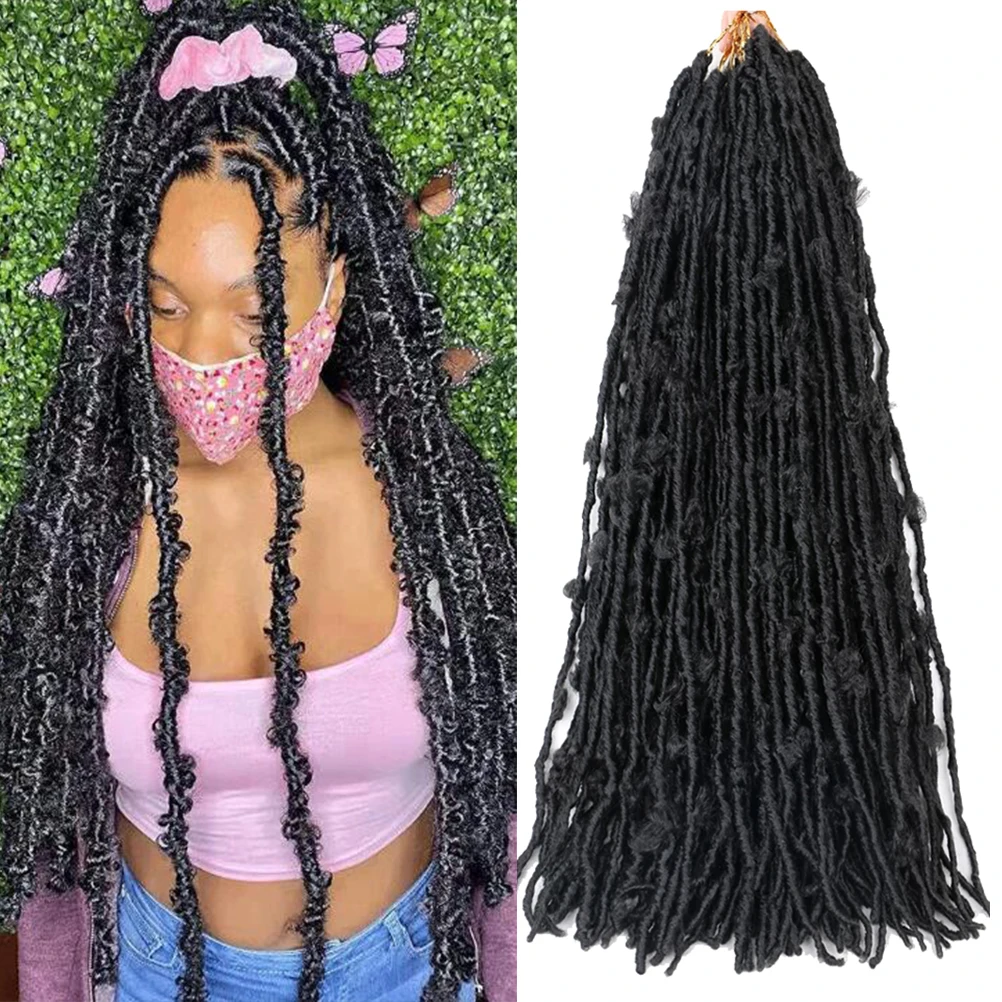 Dansama 24inch Synthetic Long Faux Butterfly Locs Crochet Hair For Black Women Pre looped Soft Locs Pre-twisted Braids